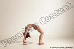 Swimsuit Gymnastic poses Woman White Moving poses Slim long brown Dynamic poses Academic